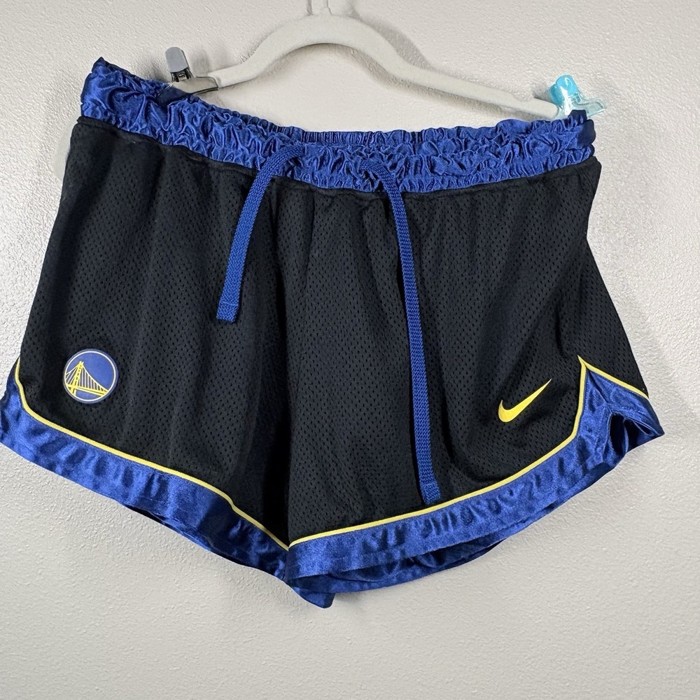 Golden State‎ Warriors Shorts Women Large Black Blue Nike Dri Fit NBA Basketball